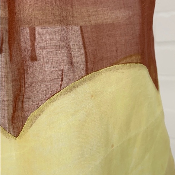 Womens Classic Old Style Vintage/Retro Yellow/Brown Sheer Apron - Picture 8 of 8